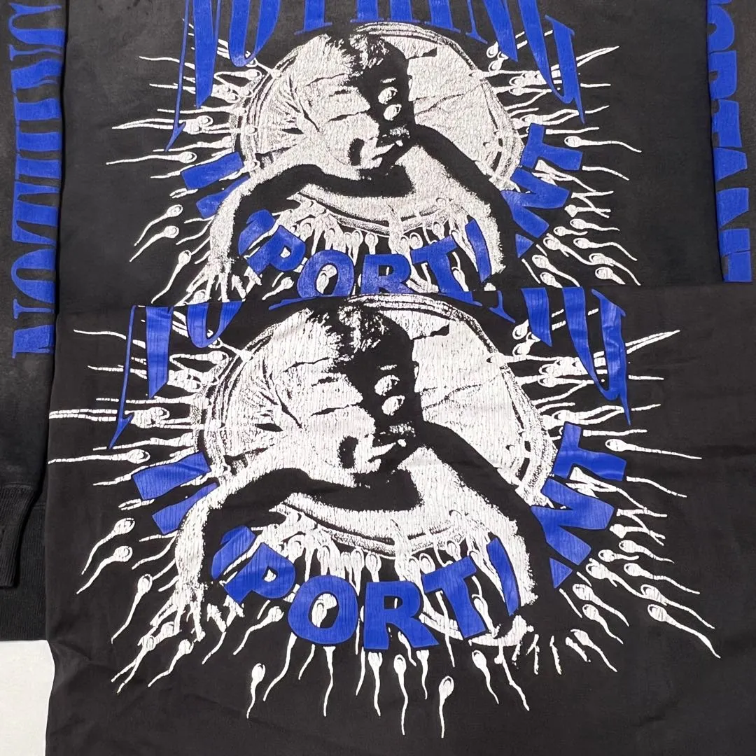Top print restoration SAINT Mxxxxxx × Kosuke Kawamura KK_CRW SWT/NOTHNG IMP/BLK joint model Holy Infant Tadpole retro sweatshirt washed black S-XL
